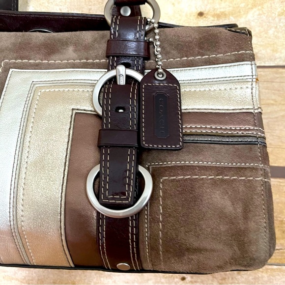 Coach Suede Metallic Satchel w/ Turnlock Closure NWT - Picture 3 of 9